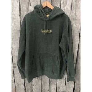 Krooked Skateboards Corduroy Hoodie Mens Large Green Pullover Sweatshirt Vintage